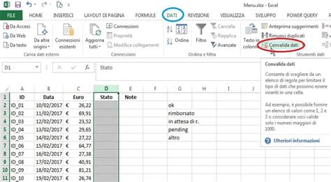 Esempio di menu a tendina dinamico in Excel