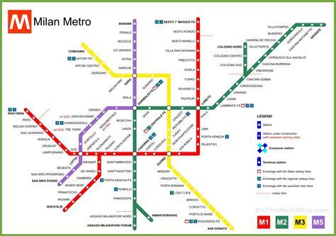 Mappa delle linee della metropolitana di Milano con indicazione per San Siro