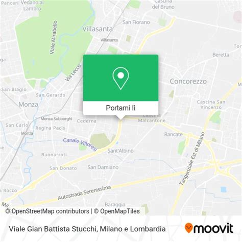 Mappa di Monza con indicata la posizione di Viale Gian Battista Stucchi