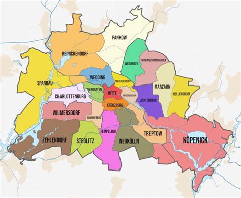 Mappa di Berlino con i distretti di Gesundbrunnen e Charlottenburg-Wilmersdorf