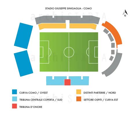 Grafico con i settori dello stadio e capienza
