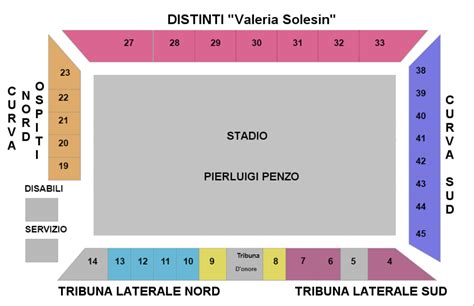 Mappa dello Stadio Pier Luigi Penzo di Venezia