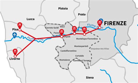 Mappa dell'area empolese con indicazione dei principali centri medici
