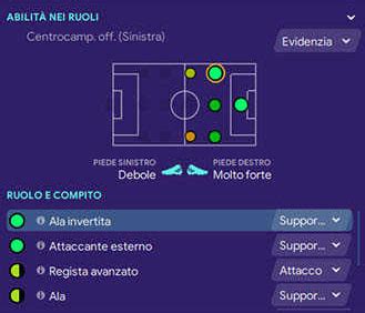 Schema attributi visibili e nascosti Football Manager