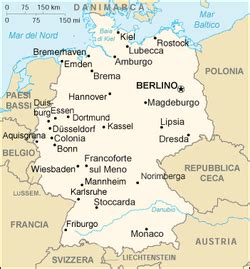 Mappa della Germania con evidenziate le principali città della Bundesliga