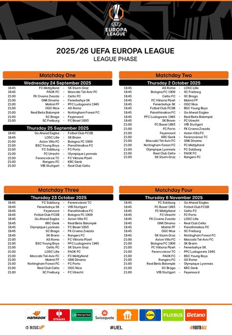 Calendario Europa League 2025-2026