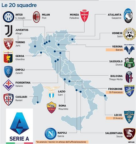 Mappa dei club italiani in Champions League