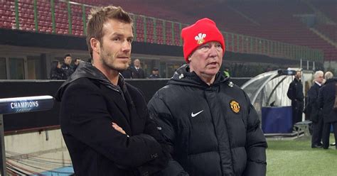 David Beckham che saluta Sir Alex Ferguson