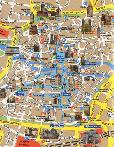 Mappa delle attrazioni principali di Norimberga