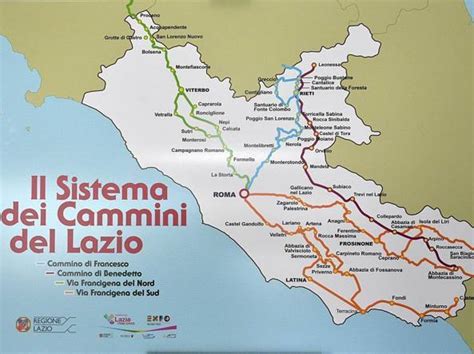 Mappa della Via Francigena nel Lazio