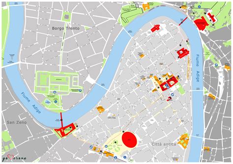 Mappa di Verona con l'Arsenale evidenziato