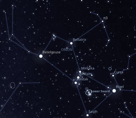 Costellazione di Orione con Betelgeuse in evidenza