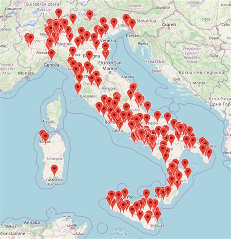 Mappa delle sedi territoriali della LND