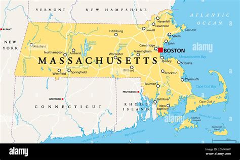 Mappa del Massachusetts con Manchester-by-the-Sea evidenziata
