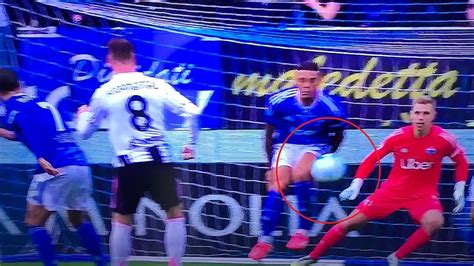 Rappresentazione grafica di un gol annullato per fuorigioco