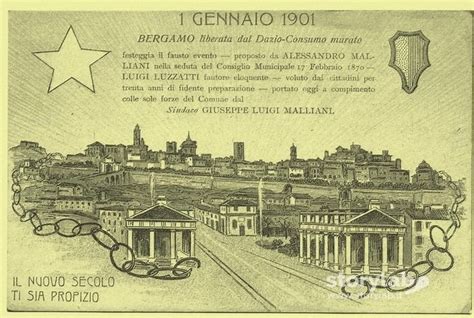 Bergamo con catena spezzata, cartolina commemorativa