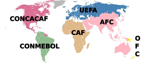 Mappa delle federazioni calcistiche continentali