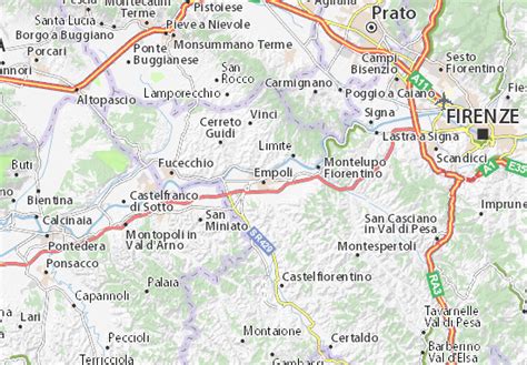Mappa della città di Empoli con evidenziata la zona centrale