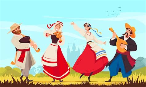 Illustrazione di ballerini in costumi rinascimentali