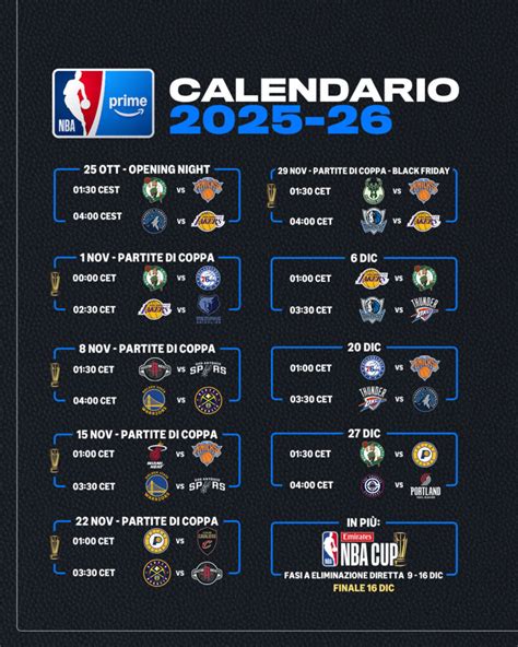 Calendario partite NBA