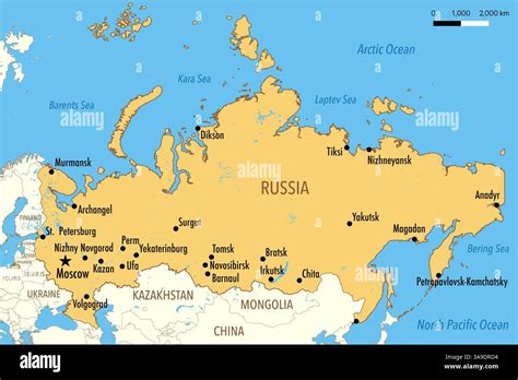 Mappa della Russia con le principali città calcistiche
