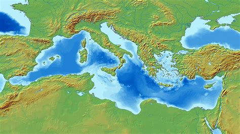Mappa delle isole del Mediterraneo con evidenziate le località ispiratrici delle fragranze Blu Mediterraneo