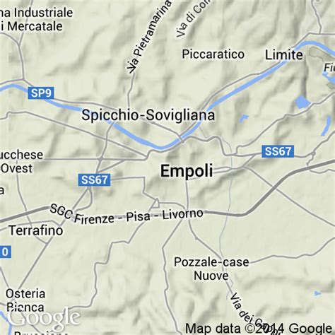 Mappa del comune di Empoli con evidenziate le zone residenziali e i servizi