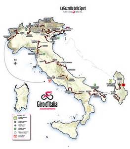 Mappa delle tappe del tour 