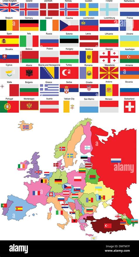 Mappa dell'Europa con le bandiere delle nazioni partecipanti alle coppe europee