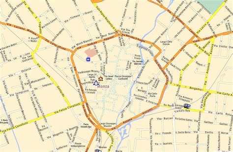 Mappa di Monza con localizzati gli autolavaggi citati