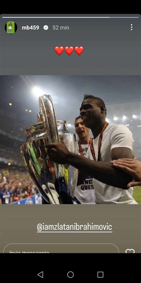 Schermata della storia Instagram di Mario Balotelli