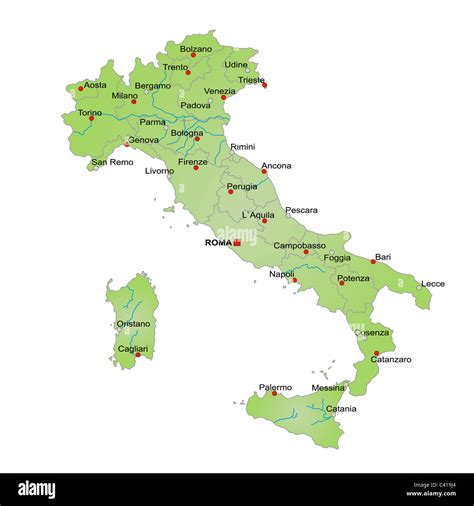 Mappa dell'Italia con evidenziate le città delle squadre di calcio