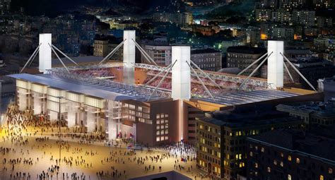 Stadio Luigi Ferraris di Genova sotto la pioggia