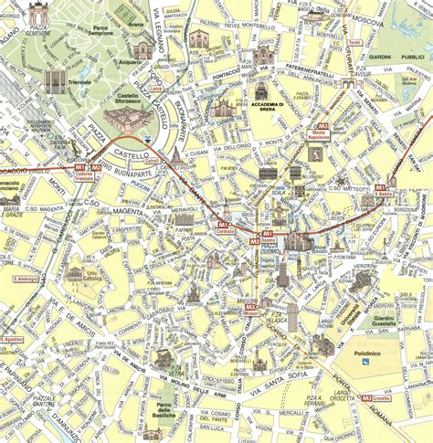 Mappa di Milano con itinerari dei festeggiamenti