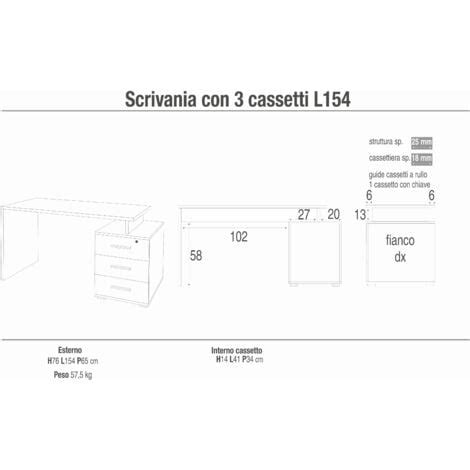 Dettaglio di una cassettiera coordinata con una scrivania Derby