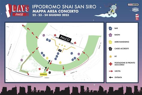 Cartina dell'Ippodromo Snai San Siro con indicazione delle aree principali