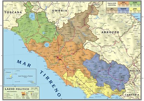 Mappa del Lazio con evidenziate aree artigianali