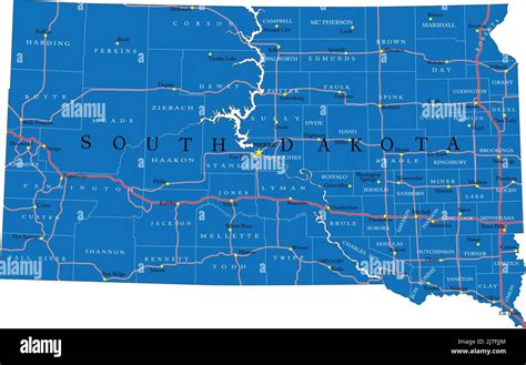 Mappa del South Dakota con Vermillion evidenziato