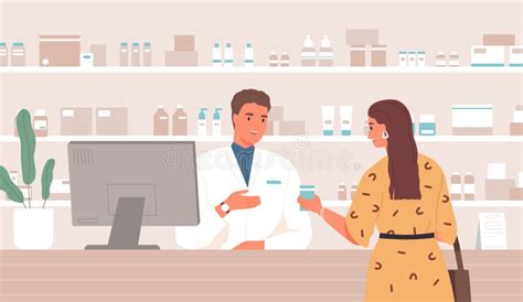Illustrazione di un farmacista che parla con un cliente