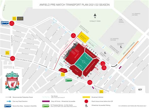 Mappa dello stadio Anfield e settore ospiti