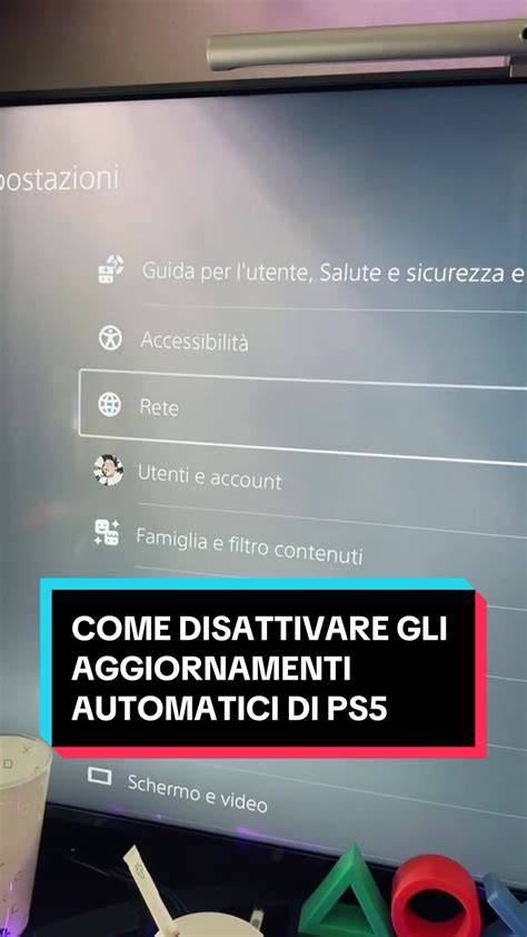 Menu Impostazioni PS5 per aggiornamenti automatici