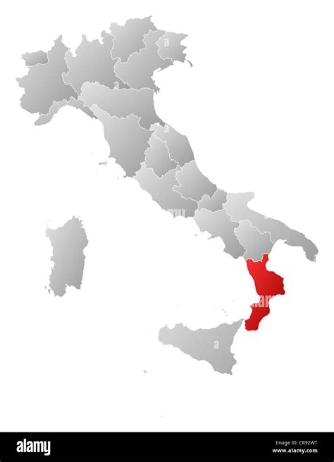 Mappa dell'Italia con evidenziata la Calabria