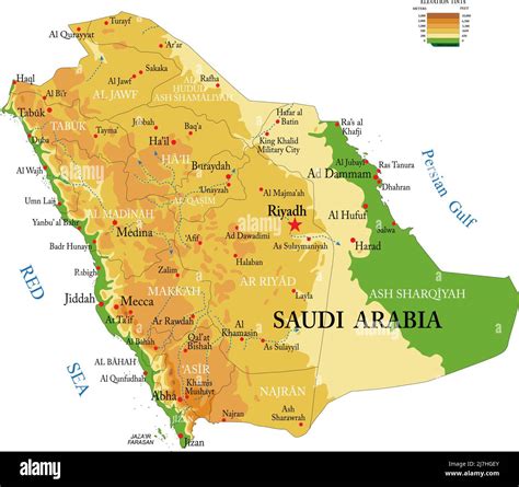 Mappa dell'Arabia Saudita con indicazione delle città chiave per lo sport