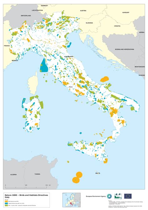 Mappa della Rete Natura 2000 in Italia