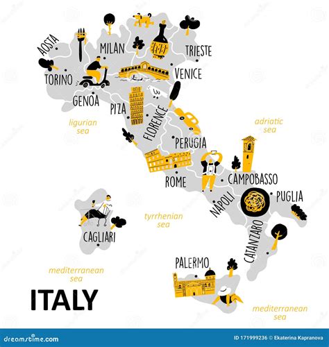 Mappa stilizzata dell'Italia con evidenziati i principali punti vendita Acqua di Parma