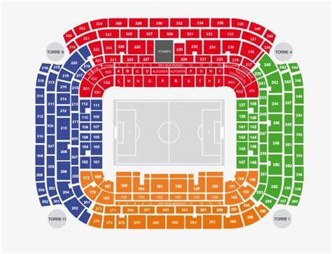 Mappa dello Stadio San Siro con indicazione dei settori e degli ingressi