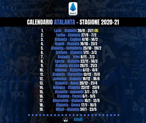 Calendario Atalanta Serie A e Champions League