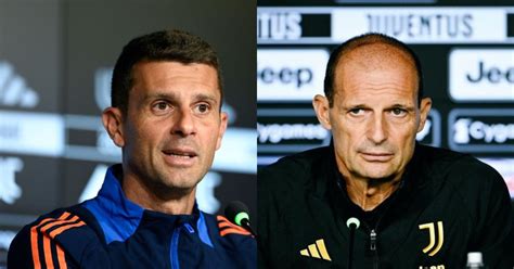 Logo Juventus e immagine di Massimiliano Allegri e Thiago Motta