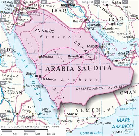 mappa che mostra la distanza tra Italia e Arabia Saudita