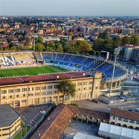 Vista aerea del Gewiss Stadium di Bergamo